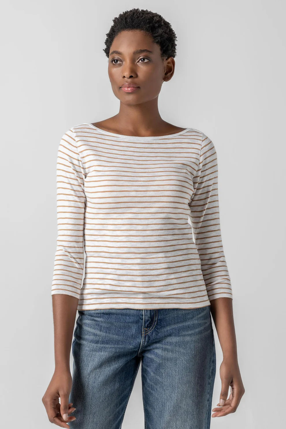 Lilla P Striped 3/4 Sleeve Boatneck