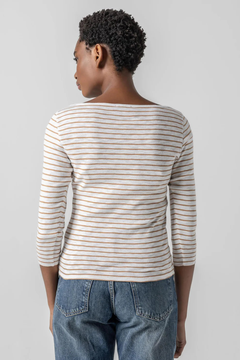 Lilla P Striped 3/4 Sleeve Boatneck