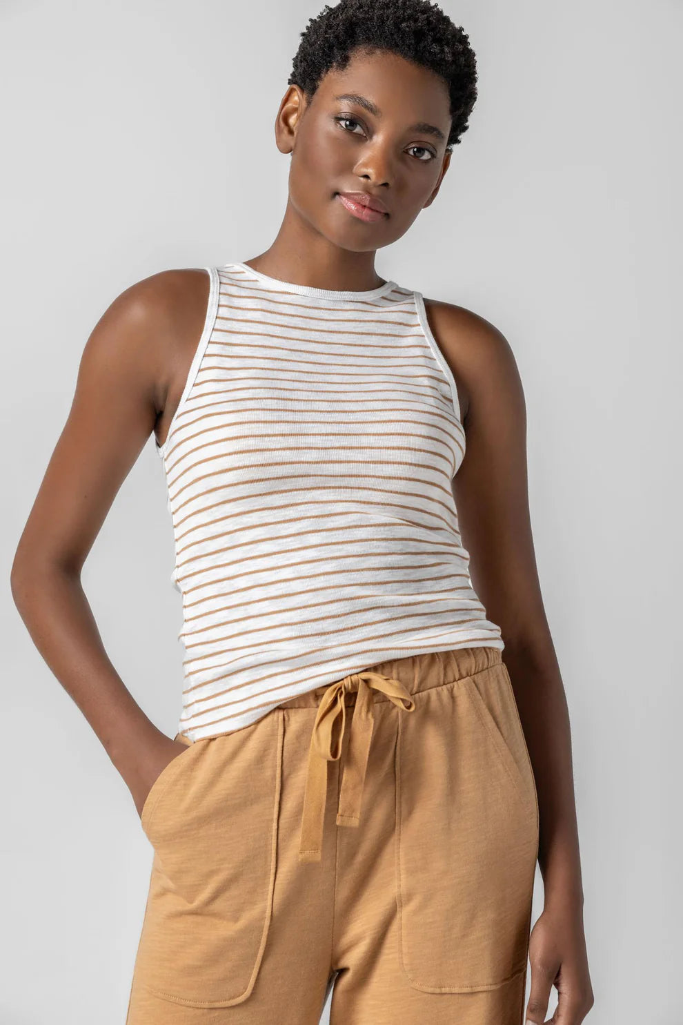 Lilla P Striped High Neck Tank