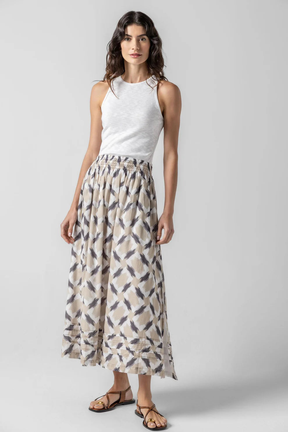 Lilla P Shirred Elastic Waist Skirt