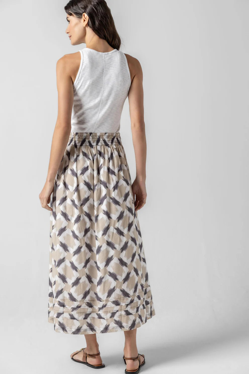 Lilla P Shirred Elastic Waist Skirt
