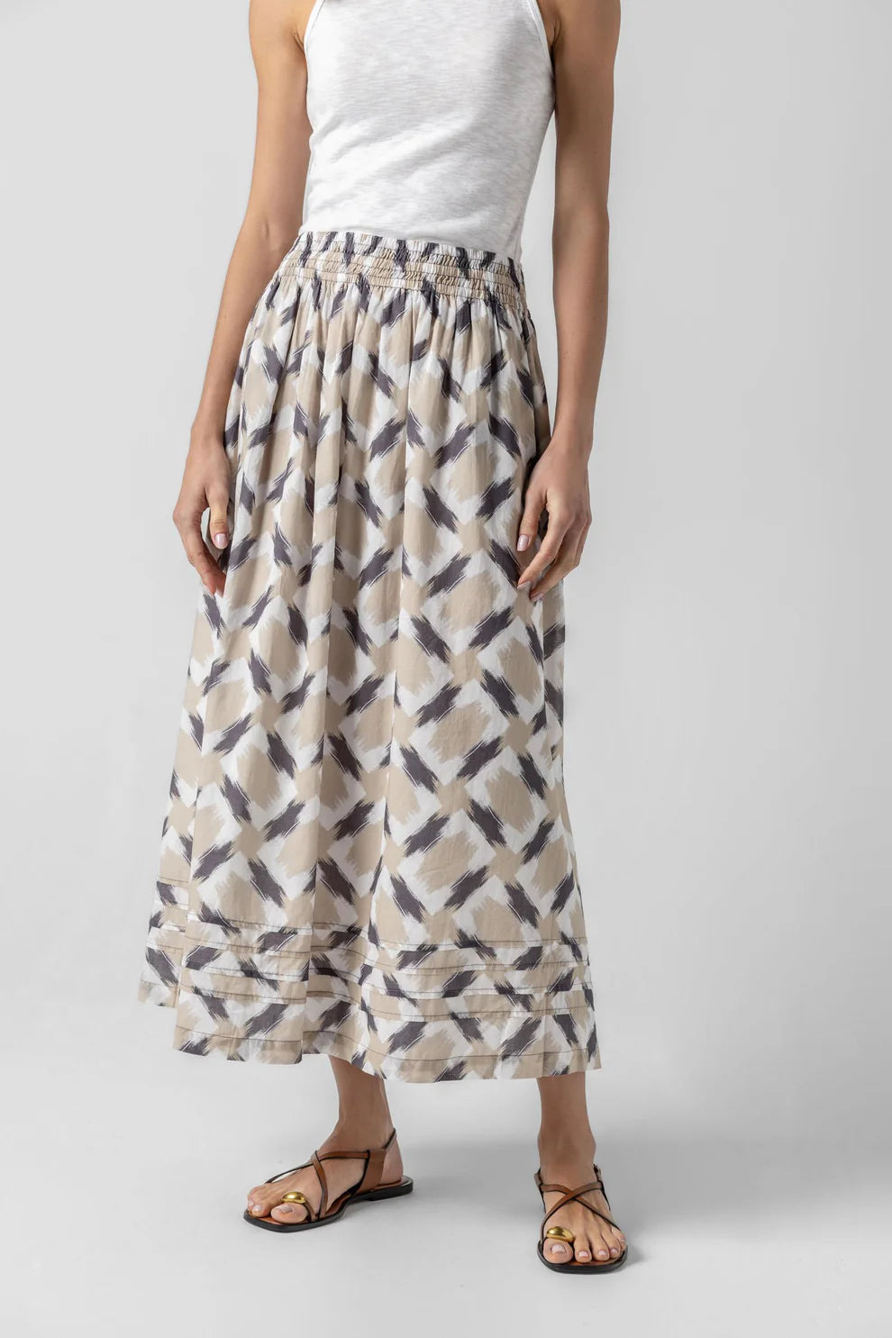 Lilla P Shirred Elastic Waist Skirt