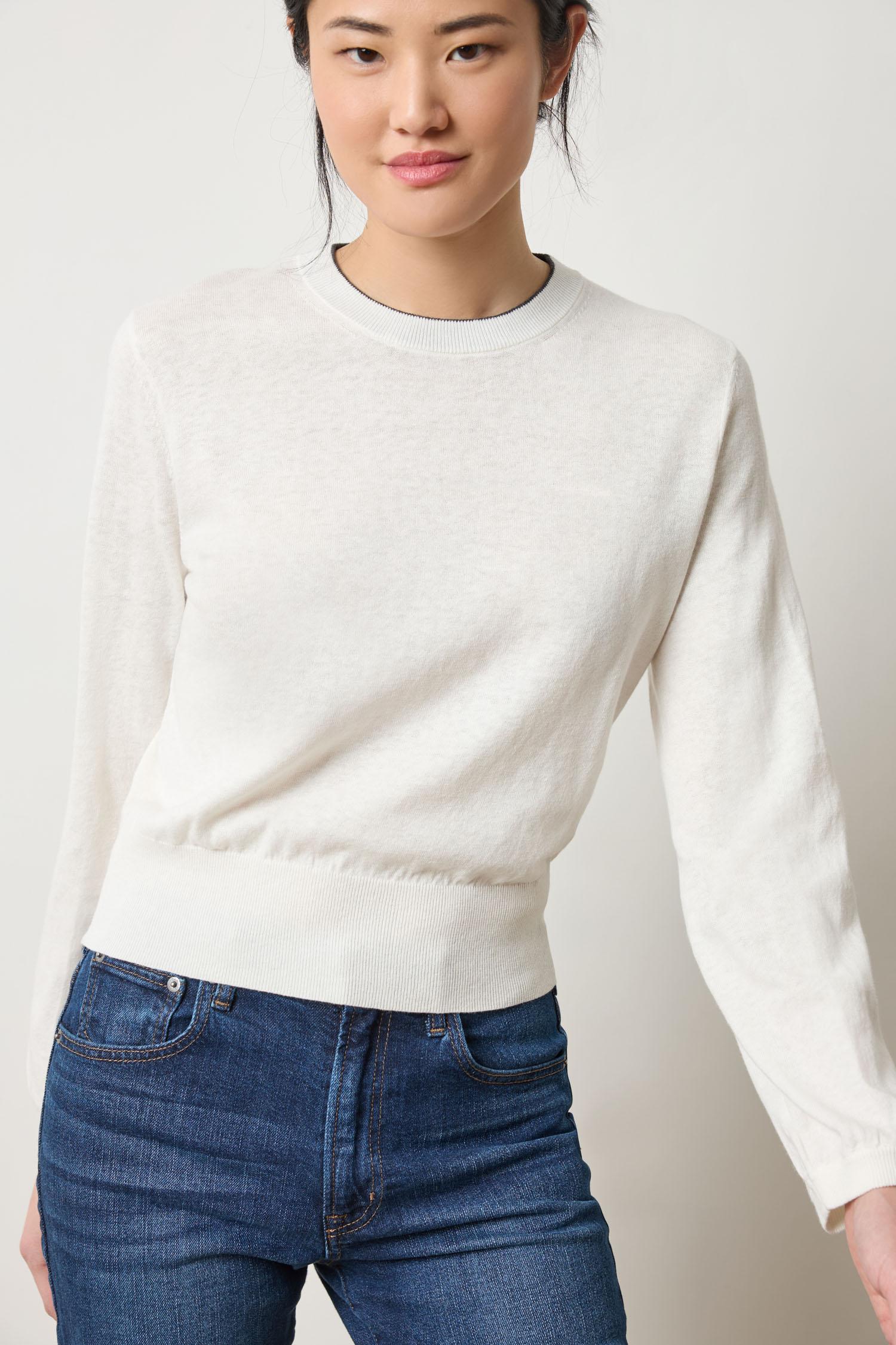 Lilla P Pleated Slv Crew Sweater
