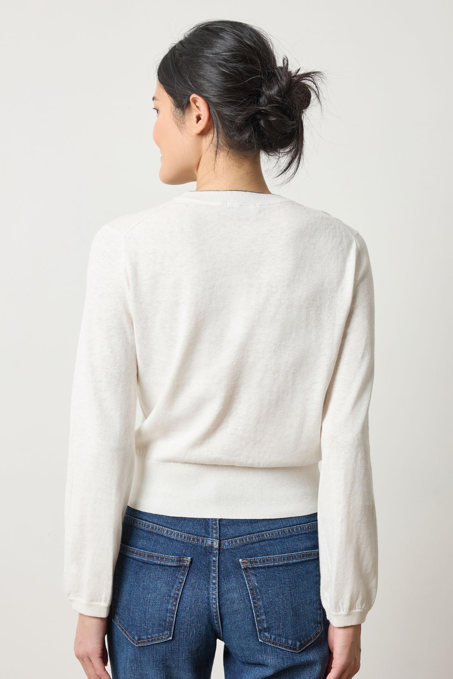 Lilla P Pleated Slv Crew Sweater