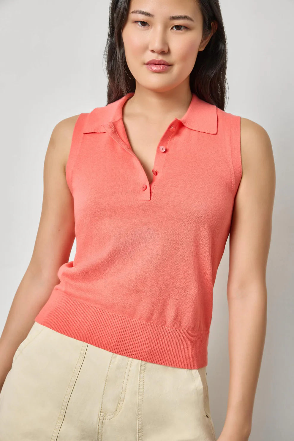 Lilla P Sleeveless Polo Sweater
