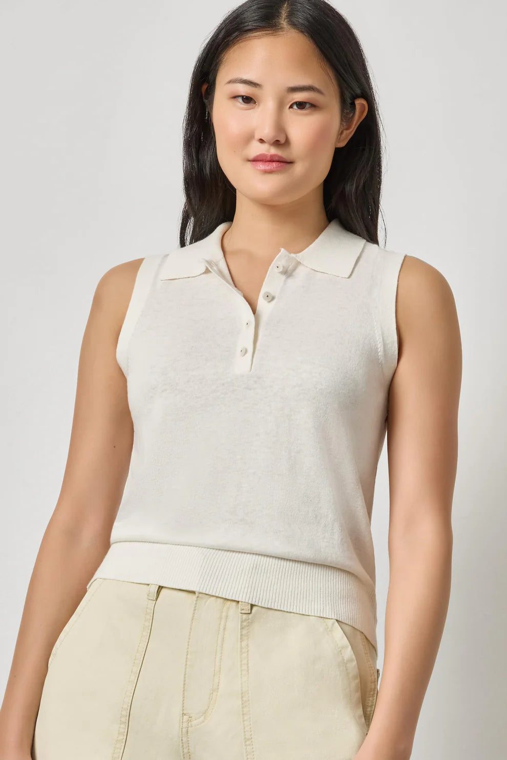 Lilla P Sleeveless Polo Sweater