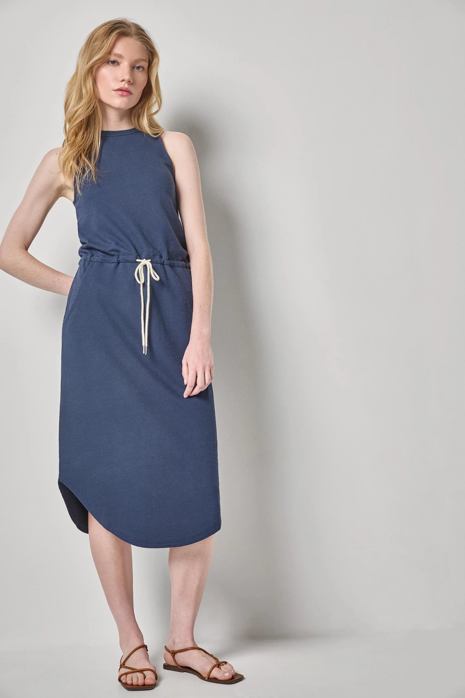 Lilla P Textured Terry Shirttail Midi Dress