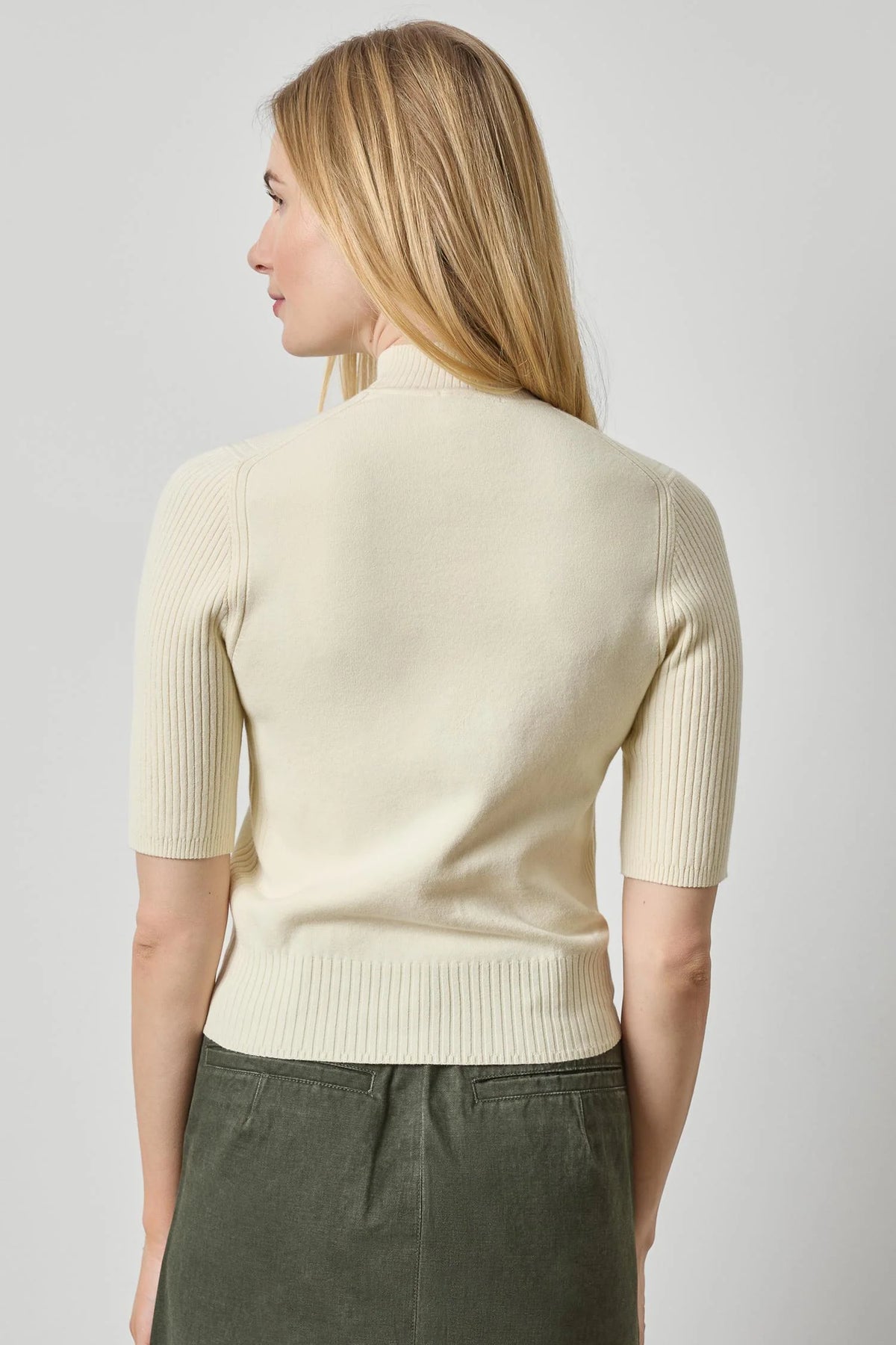 Lilla P Mock Neck S/S Sweater