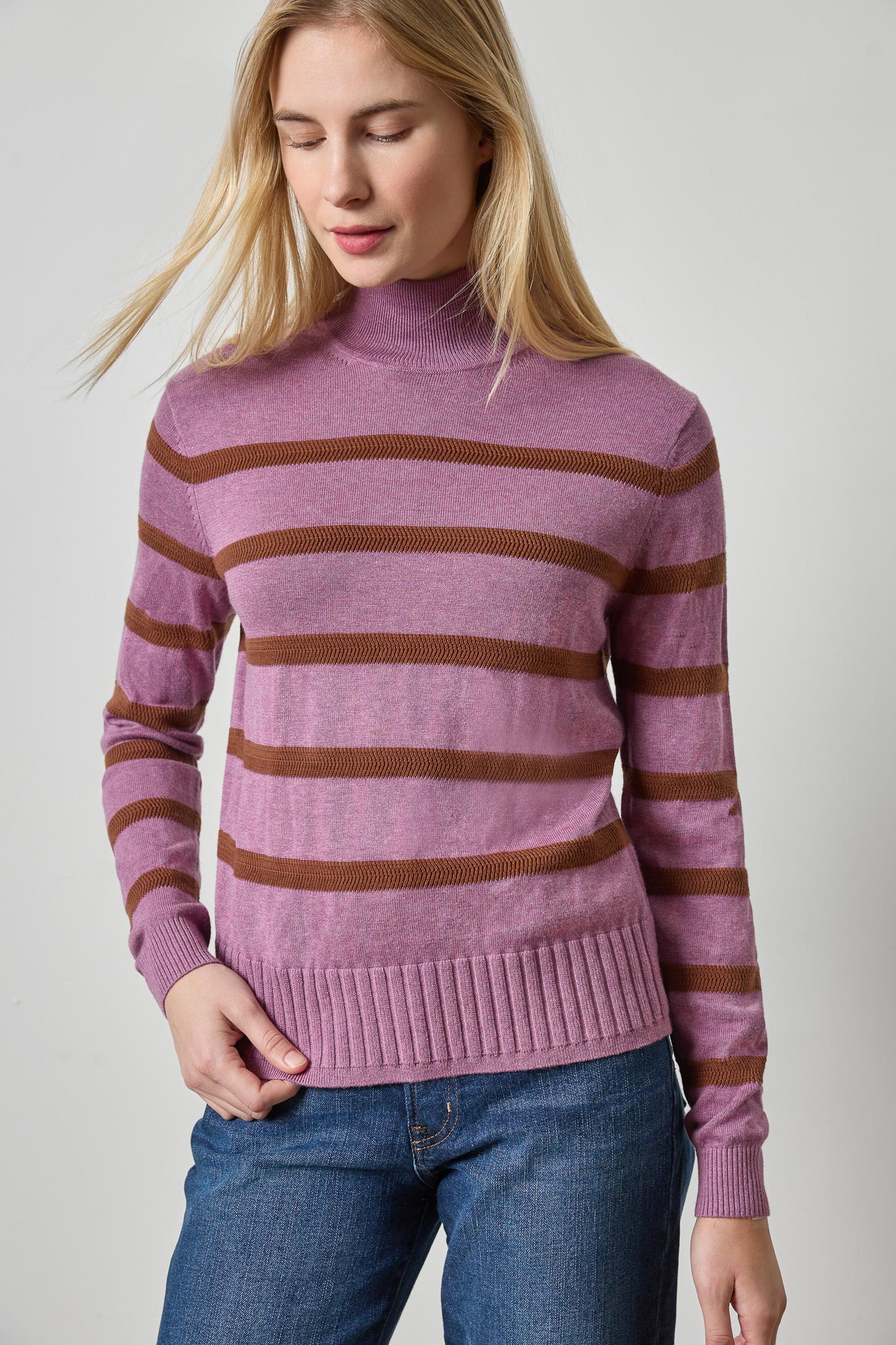 Lilla P Textured Stripe Turtleneck Sweater