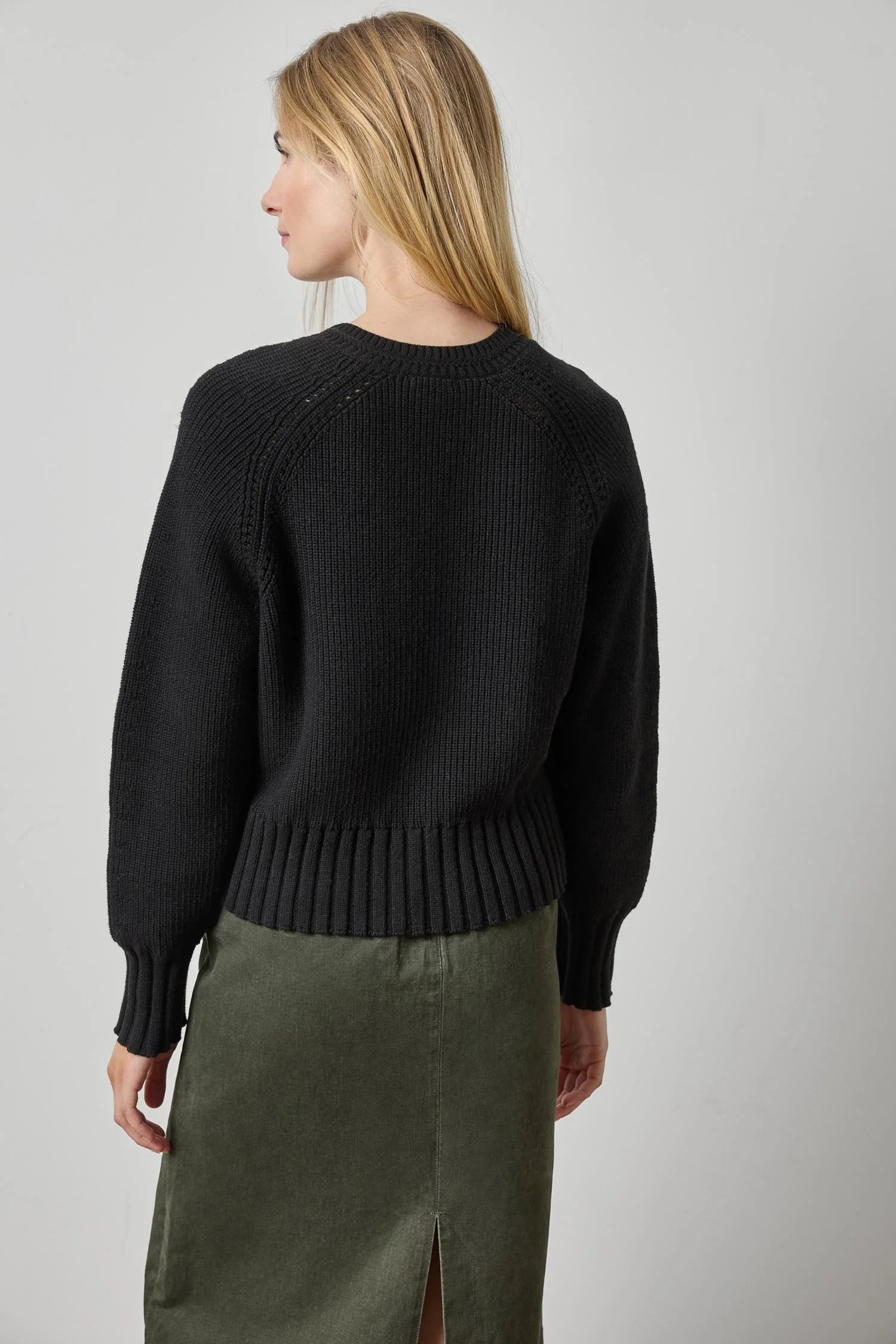 Lilla P Textured V-Neck Saddle Sweater