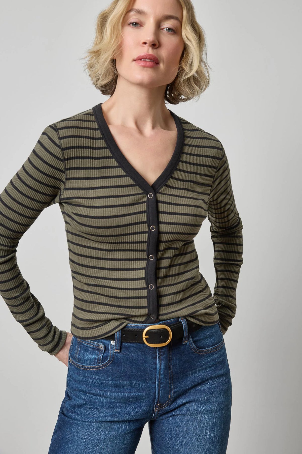 Lilla P Button Front Ribbed Cardigan