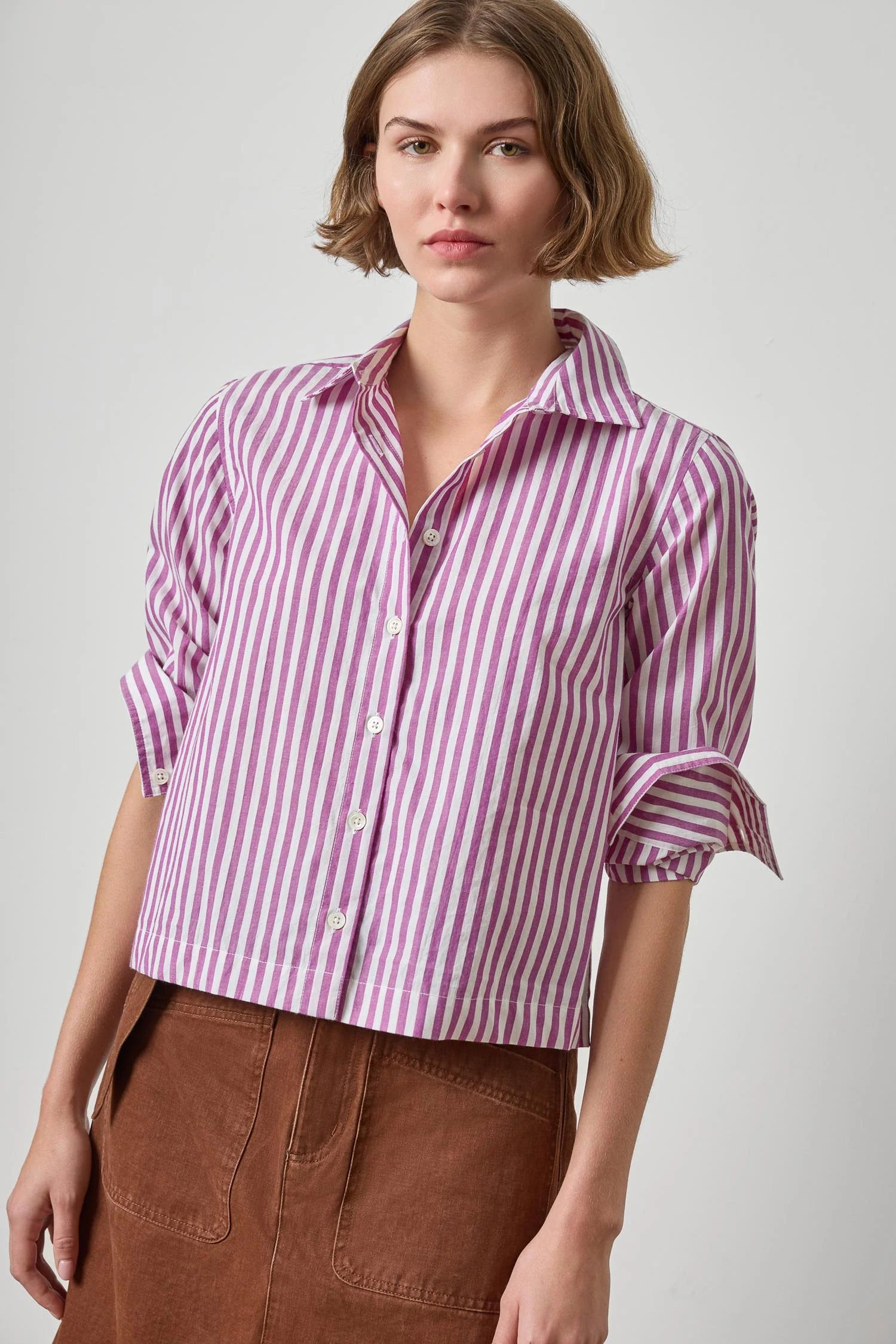 Lilla P Straight Fit Short Button Down
