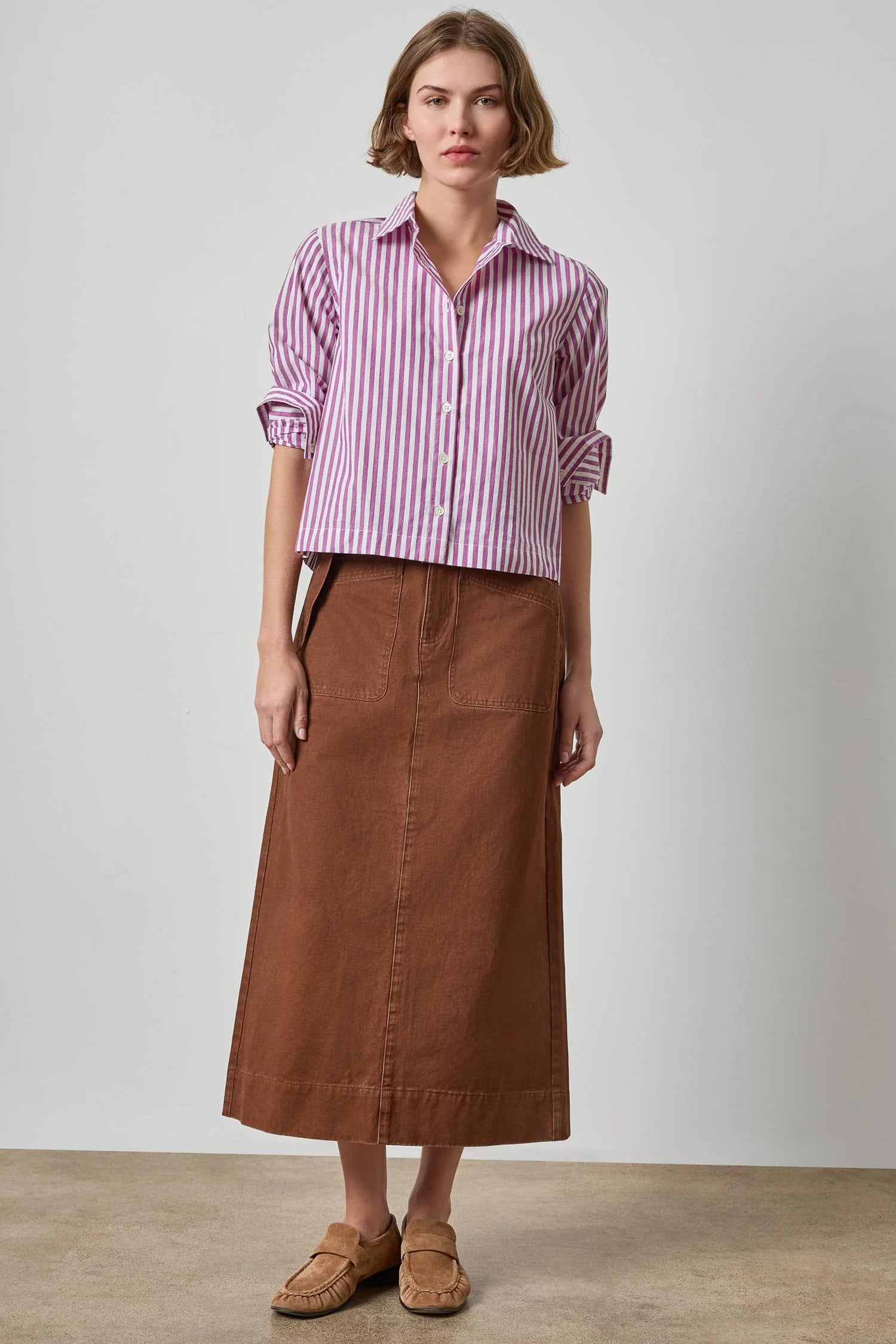 Lilla P Straight Fit Short Button Down