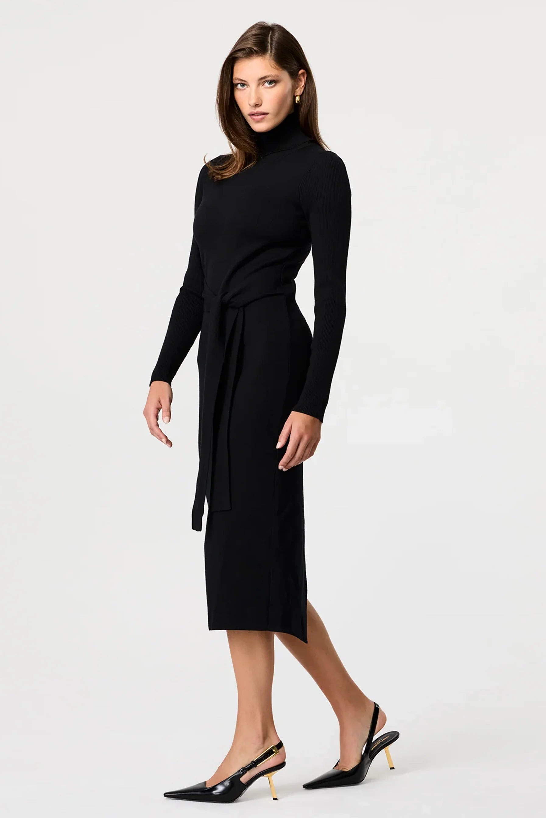 Toccin Logan Turtle Tie Front Midi Dress