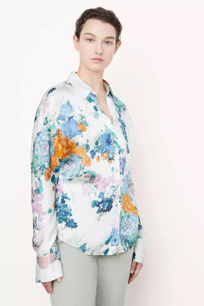 Vince Painted Bouquet Shirt Light Blue